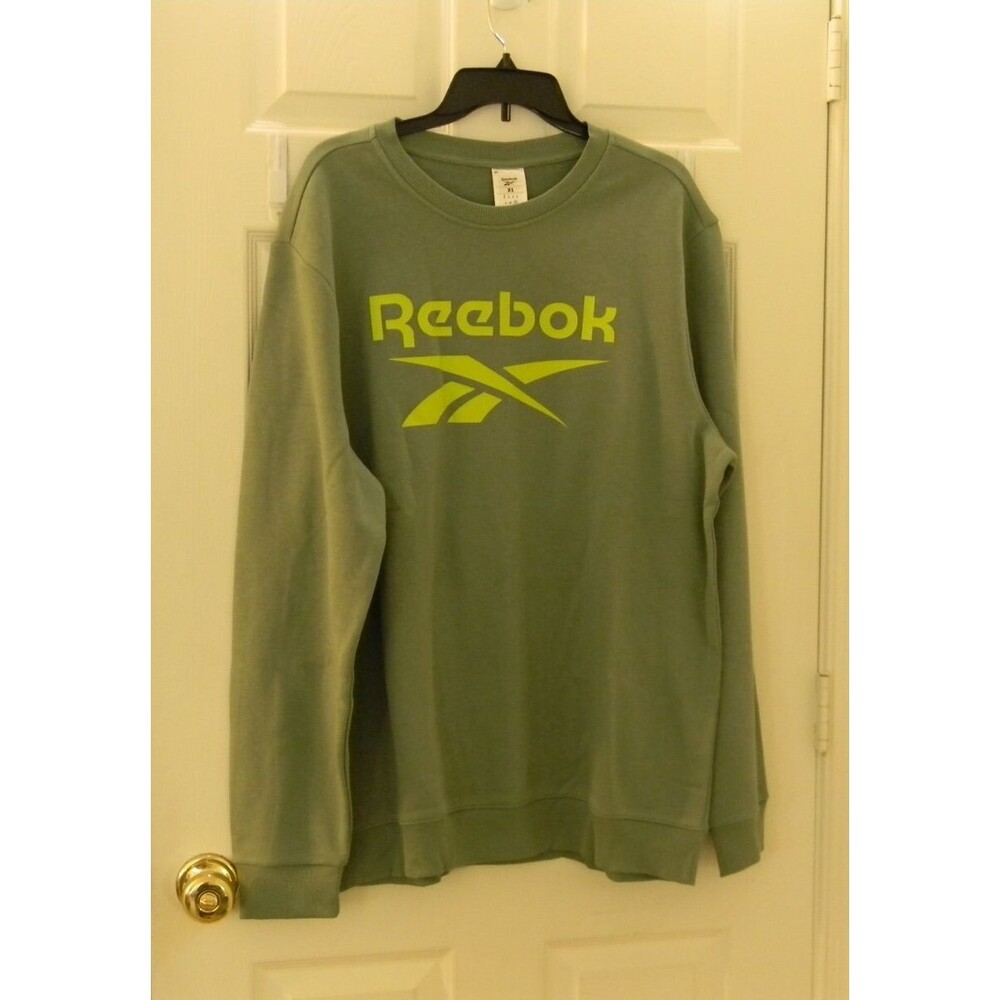 Reebok Spellout Logo Sweatshirt Mens Sz XL Green NWT - Picture 1 of 5